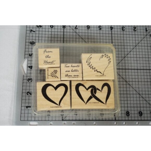 Stampin Up! "Two of Hearts" Wood Mounted Stamps Set - MISSING 2 - Picture 3 of 4